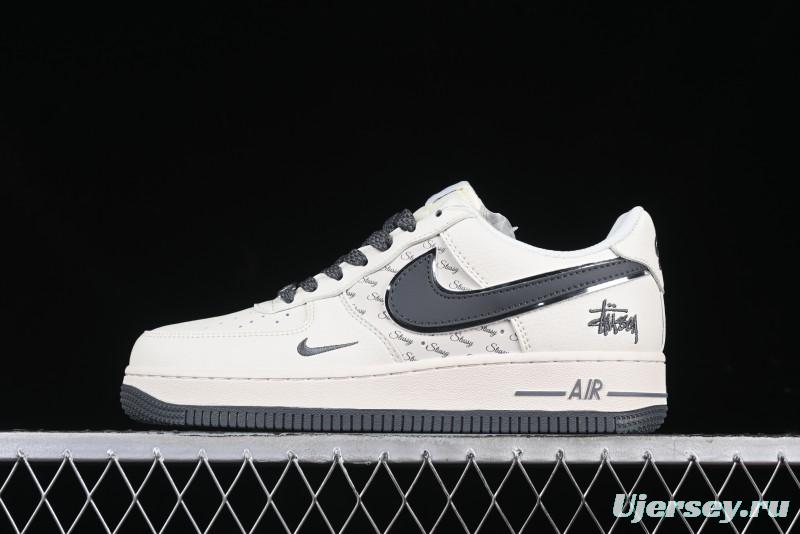 Nike Air Force 1 '07 Low Stussy Collaboration - Grey English Patchwork Low-Top Casual Sneakers - XZ3328-536