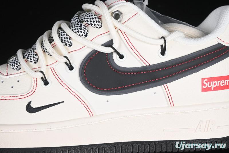 Nike Air Force 1 '07 Low Supreme Collaboration - Beige Red Lace-Up Low-Top Casual Sneakers SJ1198-104