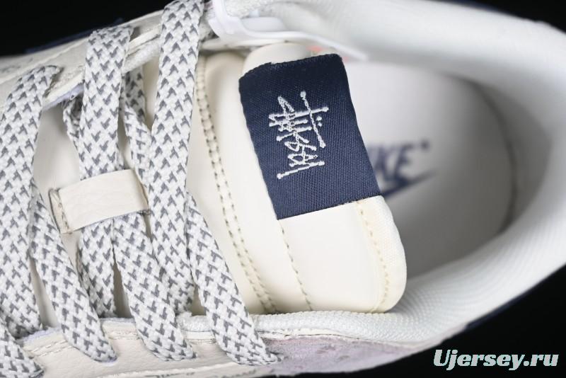 Nike SB Dunk Low Stussy Collaboration Blue Swoosh Gum Sole Anniversary Custom Low-Top Casual Sneakers - XS1086-012