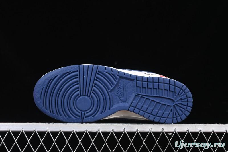 Nike SB Dunk Low Supreme Collaboration - Off-White 3D Navy Swoosh Anniversary Custom Low-Top Casual Sneakers - FC1688-204