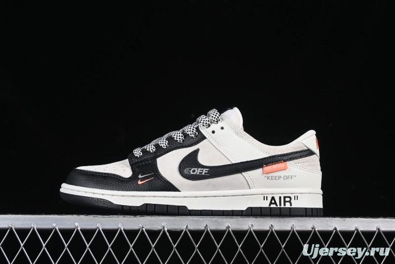 Nike SB Dunk Low OFF-WHITE Collaboration Black Grey Woven Label Anniversary High-End Custom Low-Top Casual Skate Shoes - DJ2024-113