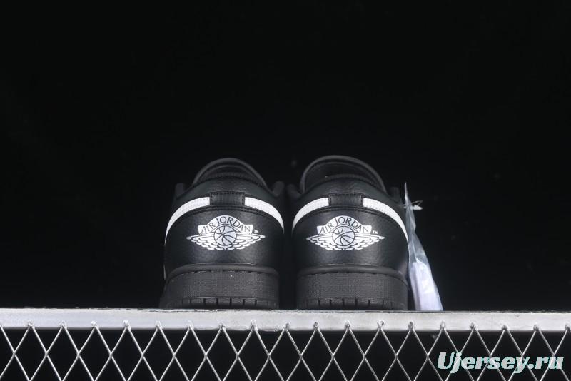 Nike Air Jordan 1 Low AJ1 Basketball Shoes in Black and White Canvas and Leather - HV5968-001