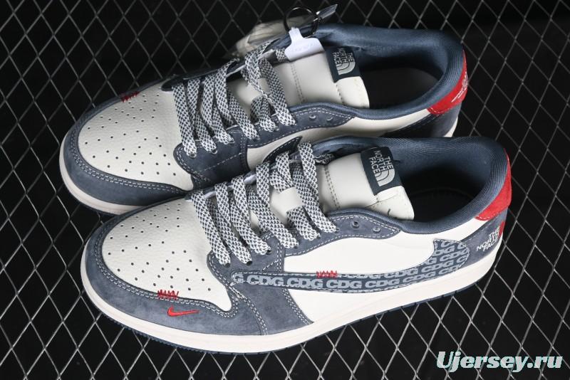 Nike Travis Scott x Fragment Design x Air Jordan 1 Low OG SP AJ1 CDG White Grey Low Top Casual Sneakers - DM9288-005