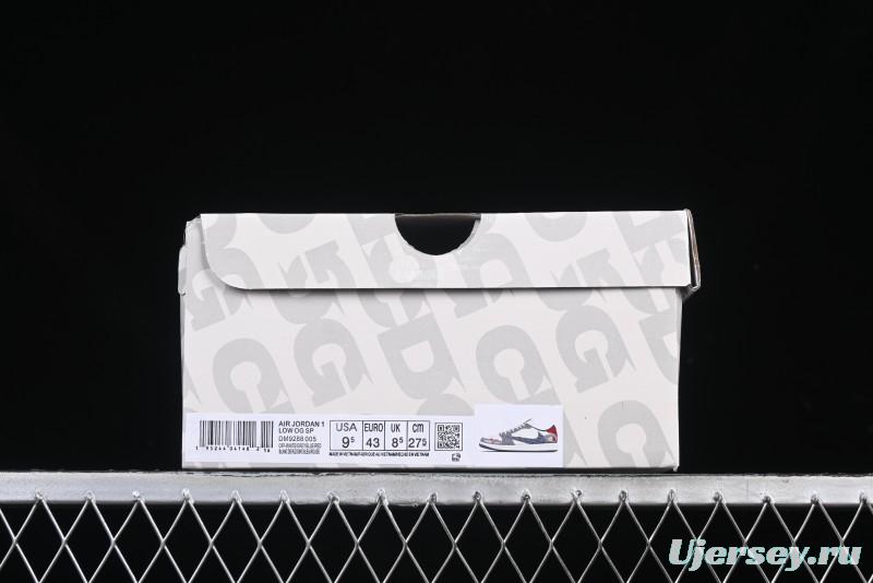 Nike Travis Scott x Fragment Design x Air Jordan 1 Low OG SP AJ1 CDG White Grey Low Top Casual Sneakers - DM9288-005