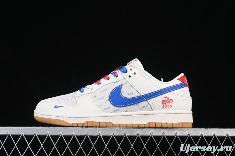 Nike SB Dunk Low Stussy Snake Year Collaboration Bullet Blue Check Anniversary Custom Low-Top Casual Skate Shoes - FC1688-207