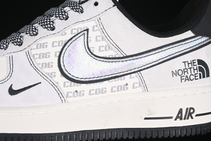 Nike Air Force 1'07 Low The North Face Collaboration - Grey Black Reflective Swoosh Casual Sneakers - DM6688-007