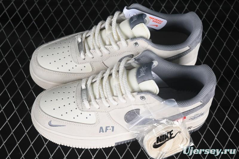 Nike Air Force 1 '07 Low Stussy Collaboration Dual-Tone Beige Low-Top Casual Sneakers - SJ6698-024