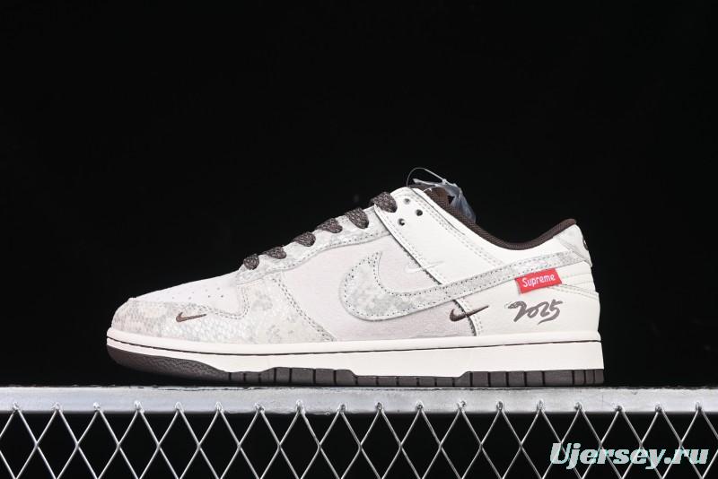 Nike SB Dunk Low Supreme Year of the Snake Limited Edition Grey Python Print Anniversary Custom Low-Top Casual Sneakers - XS1086-018
