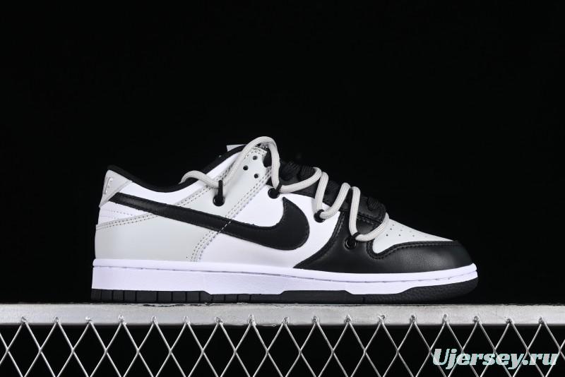 Nike Dunk Low Letter Panda Black Grey High Street Deconstructed SB Strap Low-top Casual Skate Shoes - CW1590-100