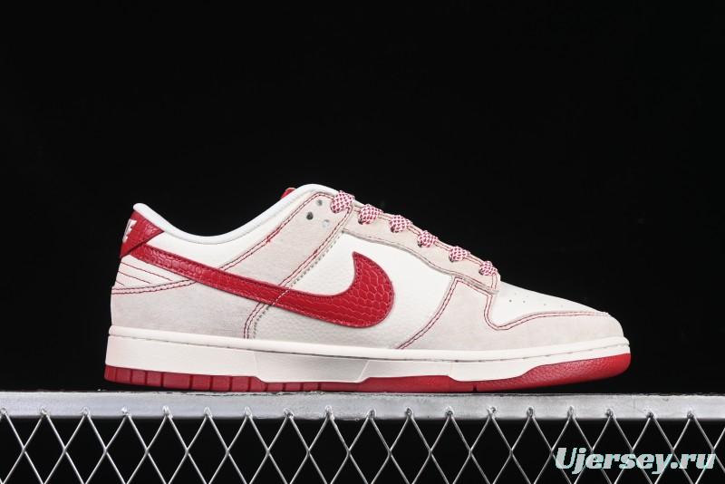 Nike SB Dunk Low Supreme Collaboration Year of the Snake Limited Edition Snake Pattern Red Swoosh Anniversary High-End Custom Low-Top Casual Skate Shoes - HH7518-029