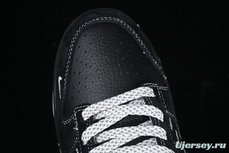 Nike SB Dunk Low Supreme Collaboration Black Grey Swoosh Anniversary Custom Low-Top Casual Skate Shoes - XS1086-011