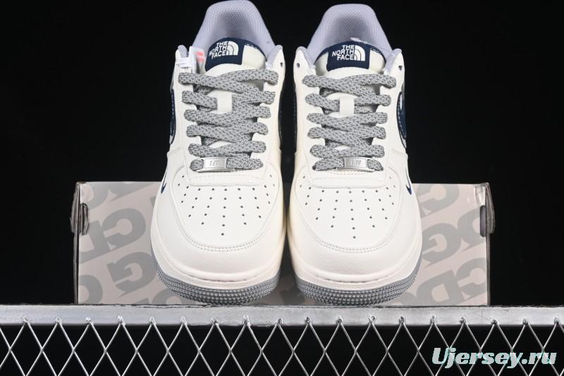 Nike Air Force 1 '07 Low The North Face Collaboration Grey Blue Double Swoosh Casual Sneakers - XS1958-520