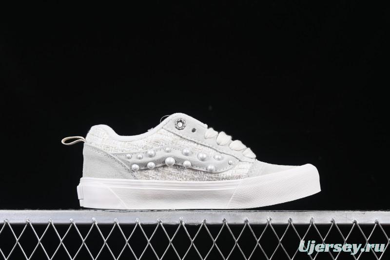 Vans Knu Skool Pearl White Chunky Sneakers with D-Ring Lacing System - VN000D22QC5