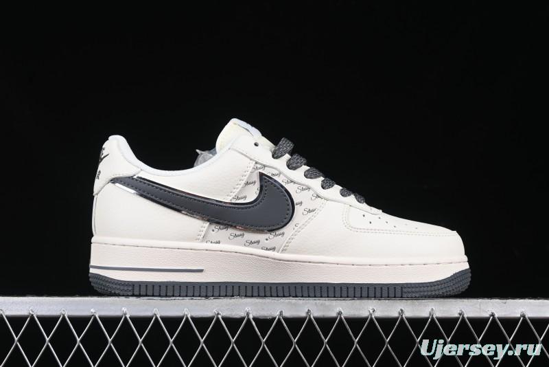 Nike Air Force 1 '07 Low Stussy Collaboration - Grey English Patchwork Low-Top Casual Sneakers - XZ3328-536