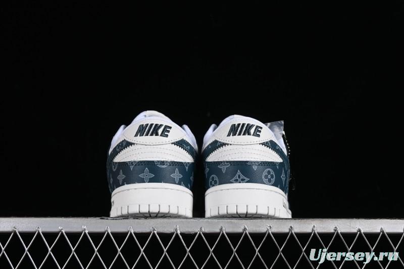 Nike SB Dunk Low LV Collaboration - Dark Blue Print Anniversary High-End Custom Low-Top Casual Sneakers - DQ1098-363