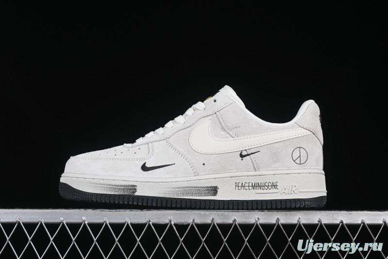 Nike Air Force 1 '07 Low Grey Pig Suede Graffiti Casual Sneakers - DF0188-035