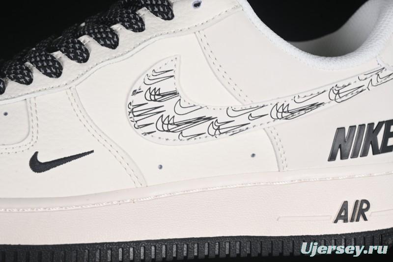 Nike Air Force 1 '07 Low Casual Sneakers with Multi-Swoosh Design - HH7518-046