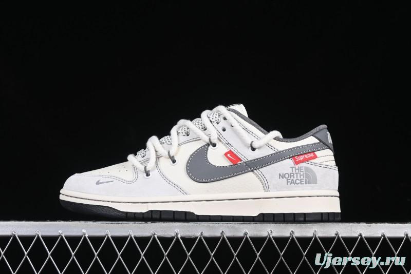 Nike SB Dunk Low The North Face x Supreme Collaboration Light Gray Hook Anniversary Custom Low-Top Casual Skate Shoes - YX5066-230