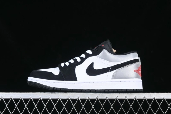 Nike Air Jordan 1 Low Retro Casual Sneakers with Black Swoosh - HF3148-106