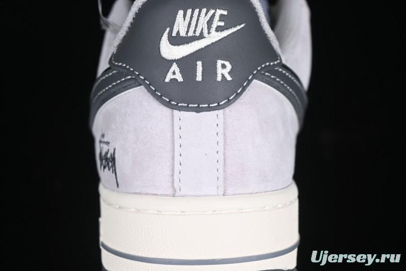 Nike Air Force 1 '07 Low Stussy Collaboration Grey Swoosh Casual Sneakers - XZ6188-911