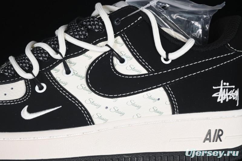 Nike Air Force 1 '07 Low Stussy Collaboration Black White Lace-Up Low-Top Casual Sneakers - SJ1198-108