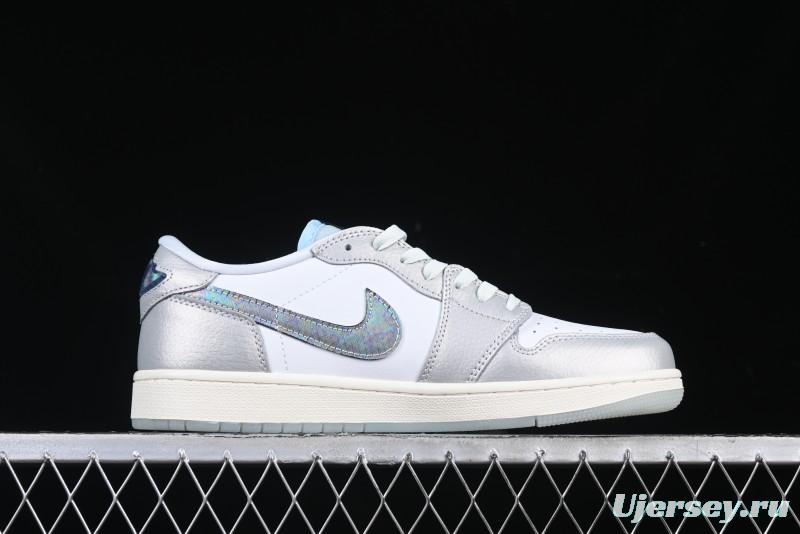 Nike Air Jordan 1 Low OG Retro Basketball Shoes Snake Year Limited Edition Silver Snake - HF3144-100