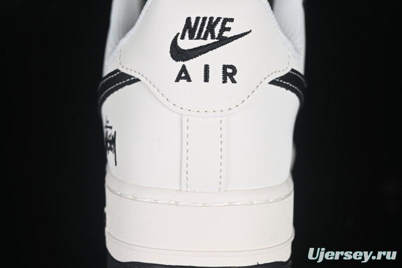Nike Air Force 1 '07 Low Stussy Collaboration Black Leather Low-Top Casual Sneakers - HH7518-045