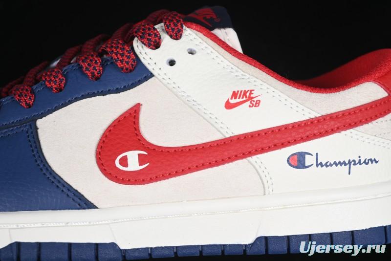 Nike SB Dunk Low Edison Chen Collaboration Blue Red Swoosh Anniversary Custom Low-Top Casual Skate Shoes - DJ2024-099