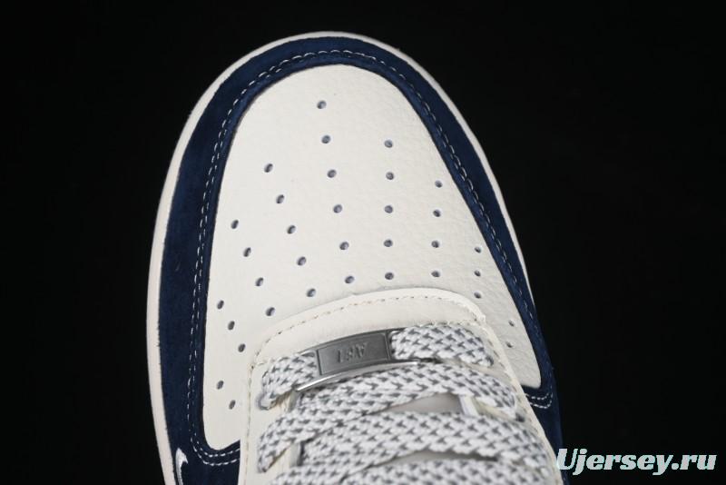 Nike Air Force 1 '07 Low Stussy Collaboration Dark Blue Suede White Swoosh Low-Top Casual Sneakers - XZ6188-673