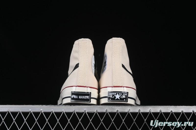 A Ma Maniere x Nike x Converse Chuck 70 High Top Sneakers with Leather and Velvet Swoosh Logo - A13388C