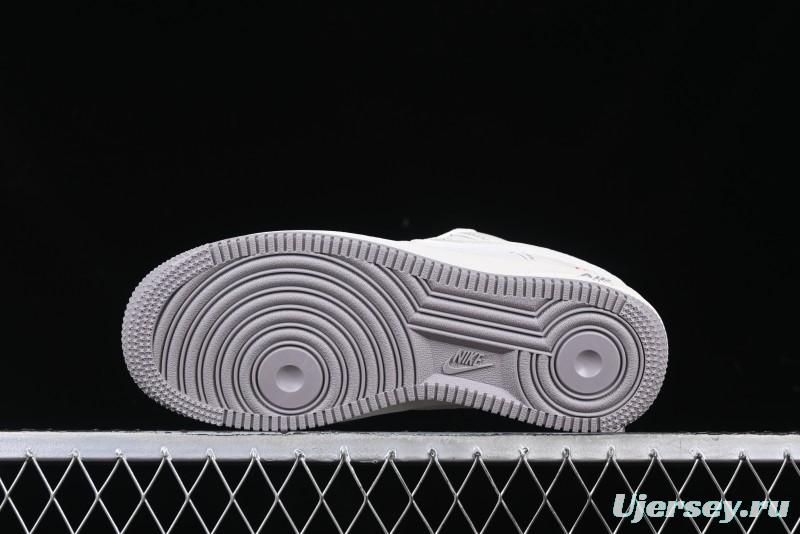 Nike Air Force 1 '07 Low Supreme Collaboration Beige Grey with Red Swoosh Casual Sneakers - BB7518-011