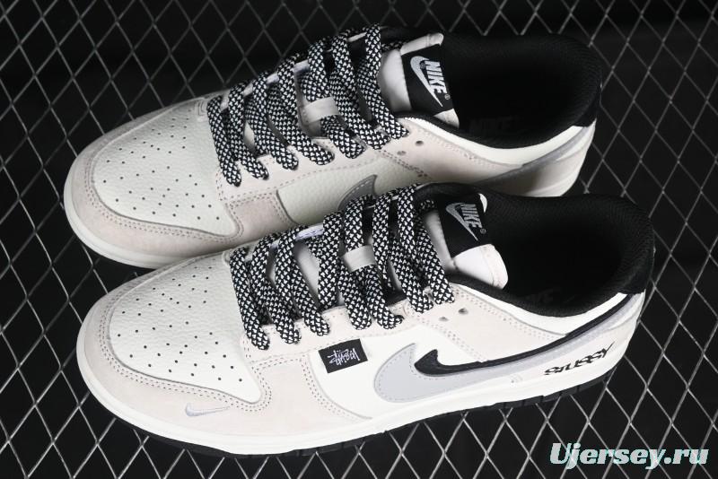 Nike SB Dunk Low Stussy Collaboration Grey Pig Suede Anniversary Custom Low-Top Casual Skate Shoes - DJ2024-061