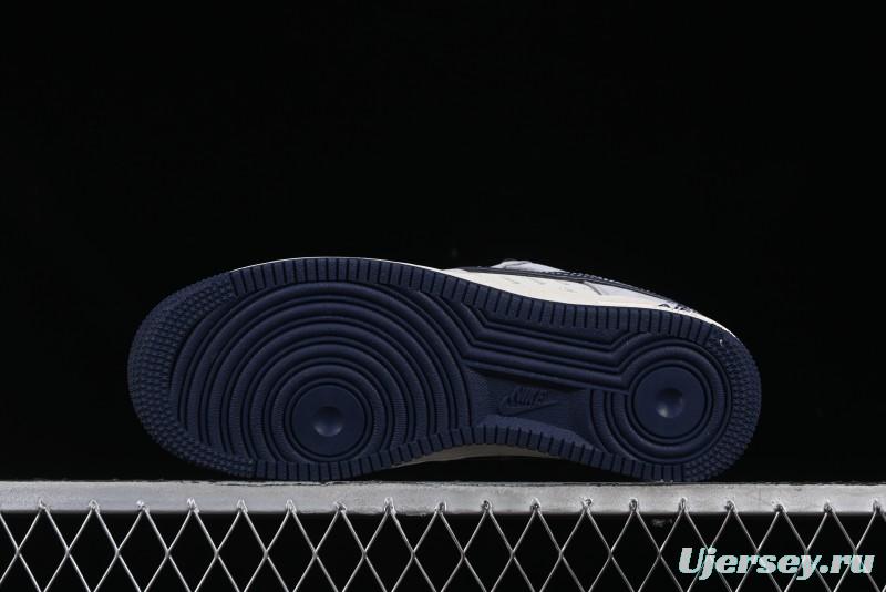 Nike Air Force 1 '07 Low Stussy Collaboration Grey Blue Swoosh Casual Sneakers - XZ3318-088