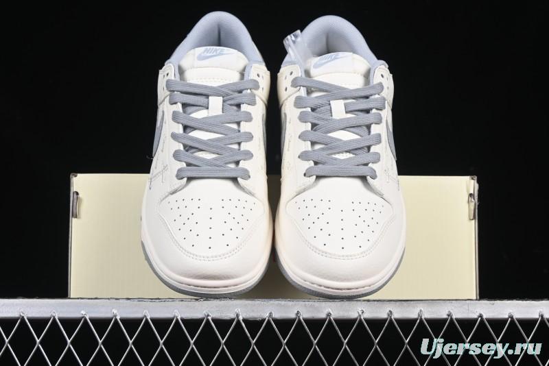 Nike SB Dunk Low Stussy Collaboration Light Grey Brushed Swoosh Anniversary Custom Low-Top Casual Sneakers - XX2025-608