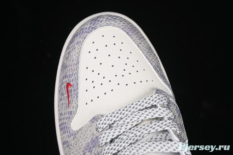 Nike Air Jordan 1 Low AJ1 Stussy Snake Year Limited Edition Purple Snake Grain High-End Custom Retro Basketball Shoes - FC1688-201