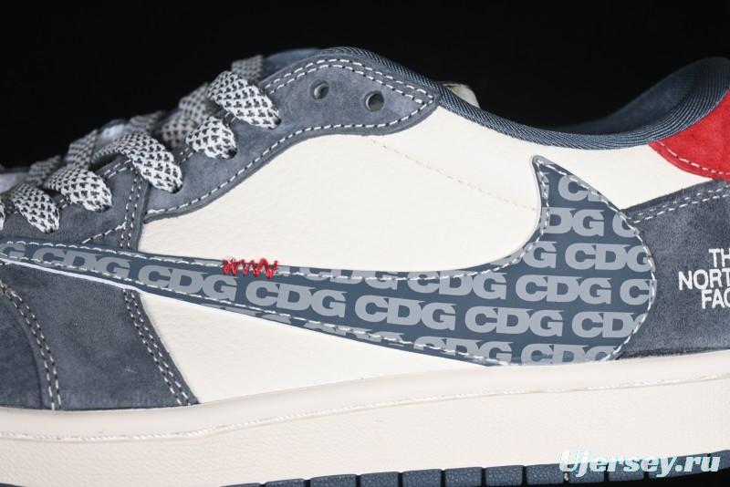 Nike Travis Scott x Fragment Design x Air Jordan 1 Low OG SP AJ1 CDG White Grey Low Top Casual Sneakers - DM9288-005