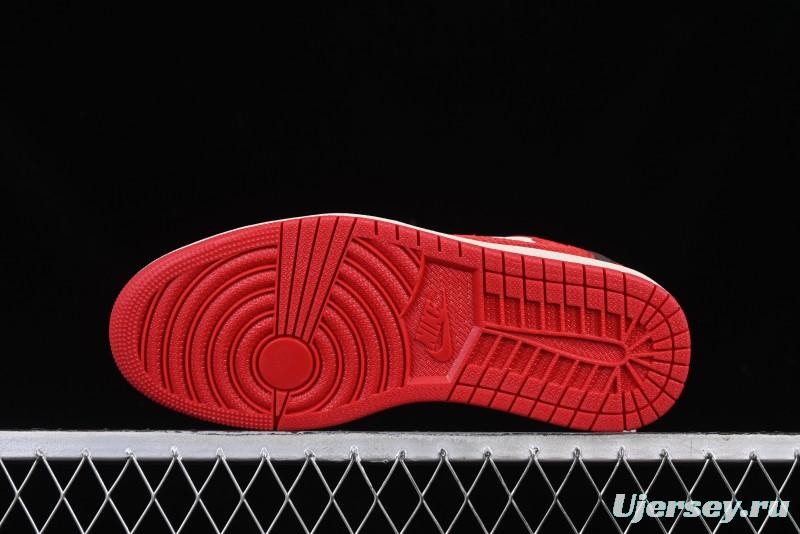 Nike Travis Scott x Fragment Design x Air Jordan 1 Low OG SP AJ1 Snake Year Limited Edition Snake Scale Red Hook Low Top Lifestyle Casual Sneakers - CH6336-020