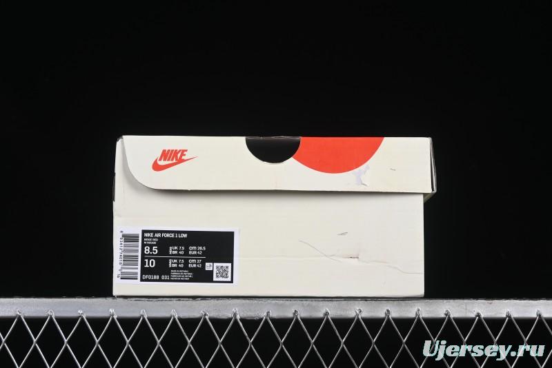 Nike Air Force 1 '07 Low Stussy Collaboration Beige Deep Orange Low-Top Casual Sneakers - DF0188-031