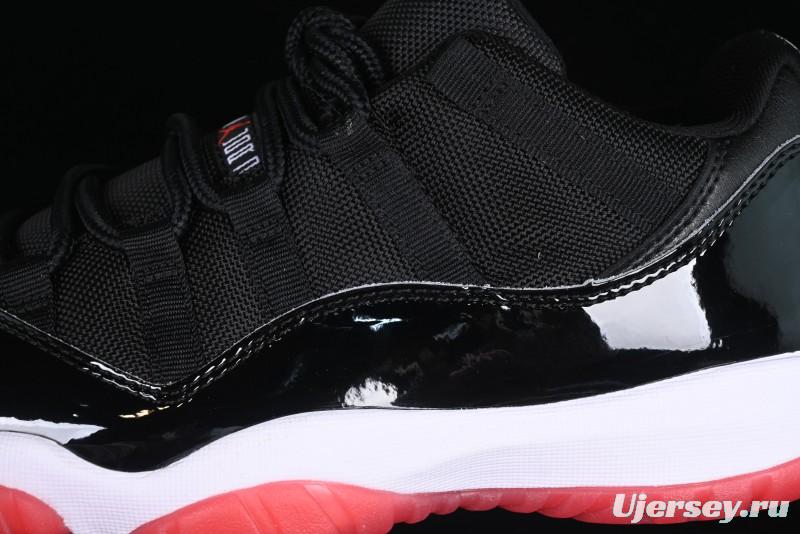 Nike Air Jordan 11 Low Bred Basketball Shoes with Patent Leather and Carbon Fiber - FV5104-006