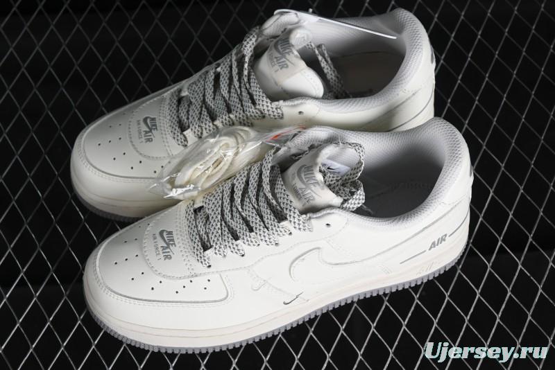 Nike Air Force 1 '07 Low Casual Sneakers with 3M Reflective Details and Full-Length Air Cushion - CJ1379-603