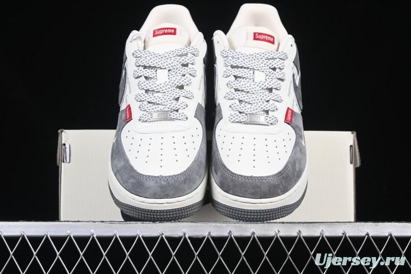 Nike Air Force 1 '07 Low Supreme Collaboration Grey Swoosh Red Tab Low-Top Casual Sneakers - CH6336-510