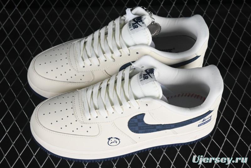 Nike Air Force 1 '07 Low Stussy Supreme Collaboration Checkerboard Beige Low-Top Casual Sneakers - DF0188-037