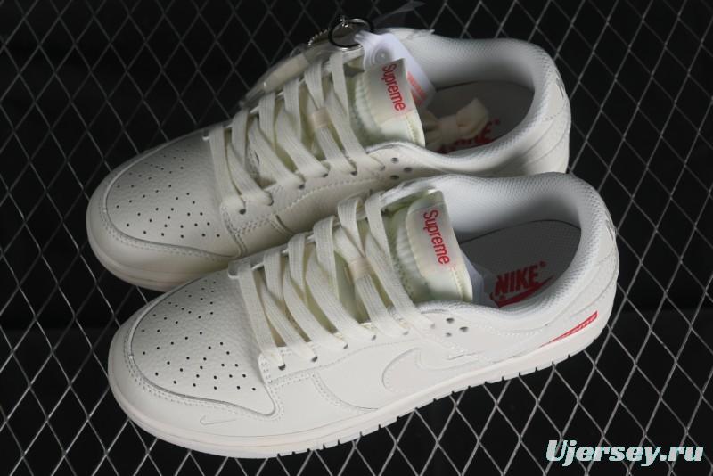Nike SB Dunk Low Supreme Collaboration - Double Swoosh Anniversary Custom Low-Top Casual Skate Shoes - BB8675-104