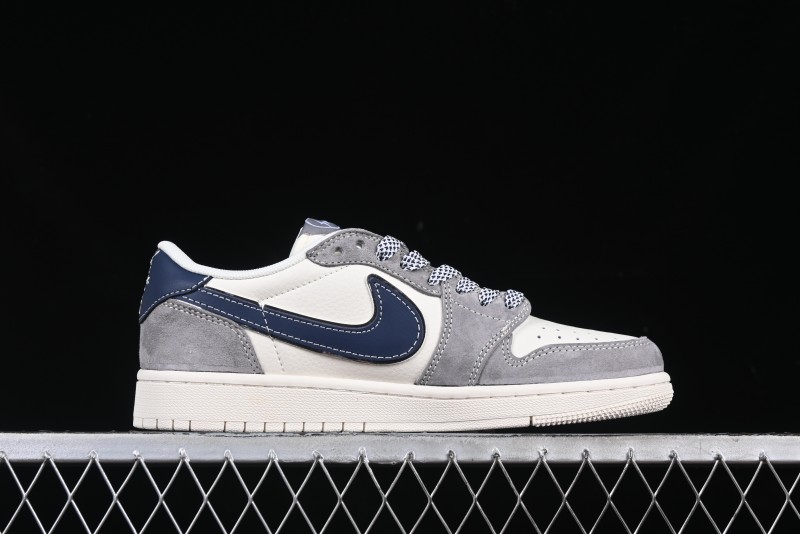 Nike Travis Scott x Fragment Design x Air Jordan 1 Low OG SP AJ1 Retro Sneakers with Reverse Swoosh - CF3688-066