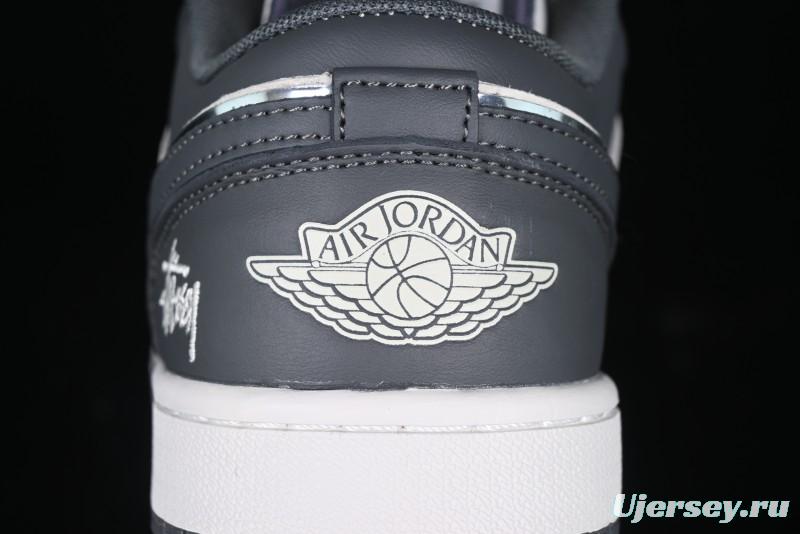 Nike Air Jordan 1 Low Stussy Collaboration - Signal Black Retro Basketball Shoes - XX3318-966