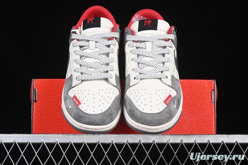 Nike SB Dunk Low Supreme Collaboration Bullet Screen Black Check Anniversary Customized Low-Top Casual Sneakers - FC1688-208