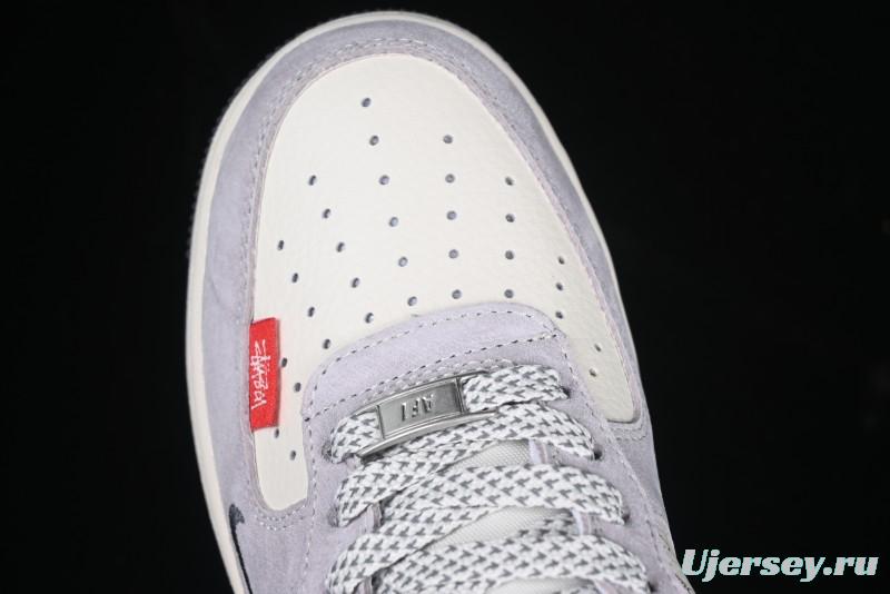 Nike Air Force 1 '07 Low Stussy Collaboration Pig Skin Swoosh Logo Low-Top Casual Sneakers - XS1958-501