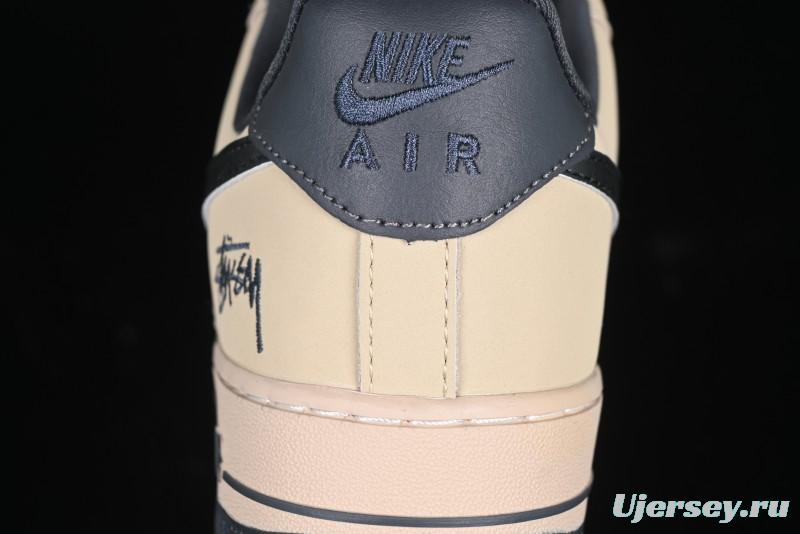 Nike Air Force 1 '07 Low Stussy Collaboration Grey Fog Swoosh Low-Top Casual Sneakers - KK1988-033