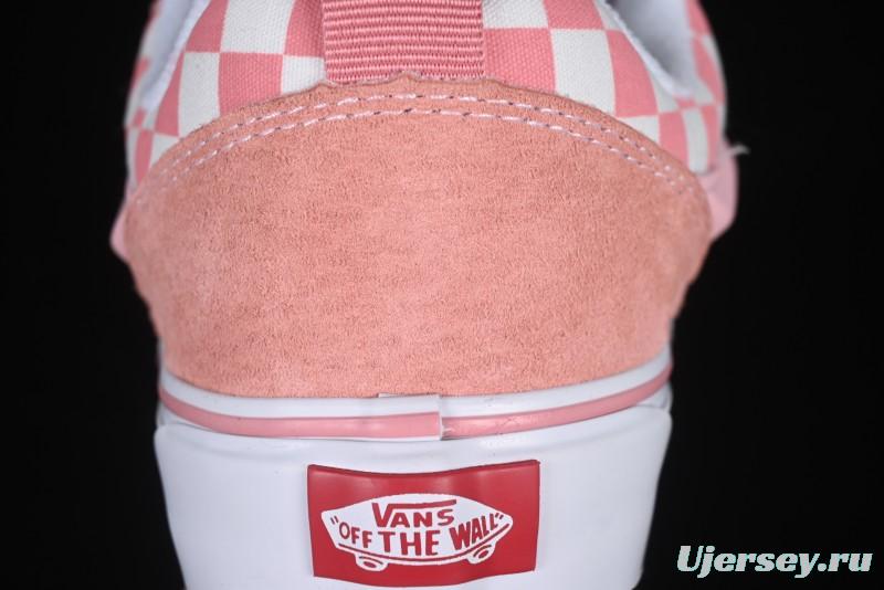 Vans Knu Skool Low Top Comfortable Slip Resistant Wear Resistant Casual Sneakers in Pink Checker - VN0009QCREV
