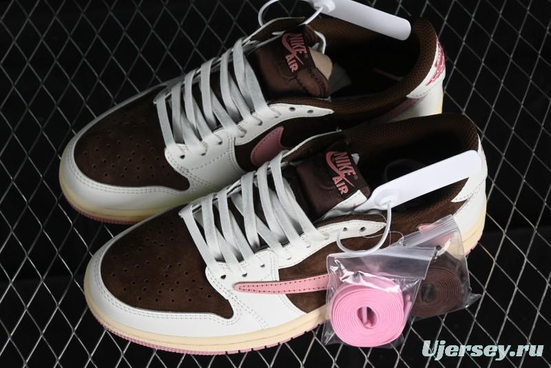 Nike Travis Scott x Air Jordan 1 Low OG AJ1 Reverse Swoosh Sneakers - DZ4137-206